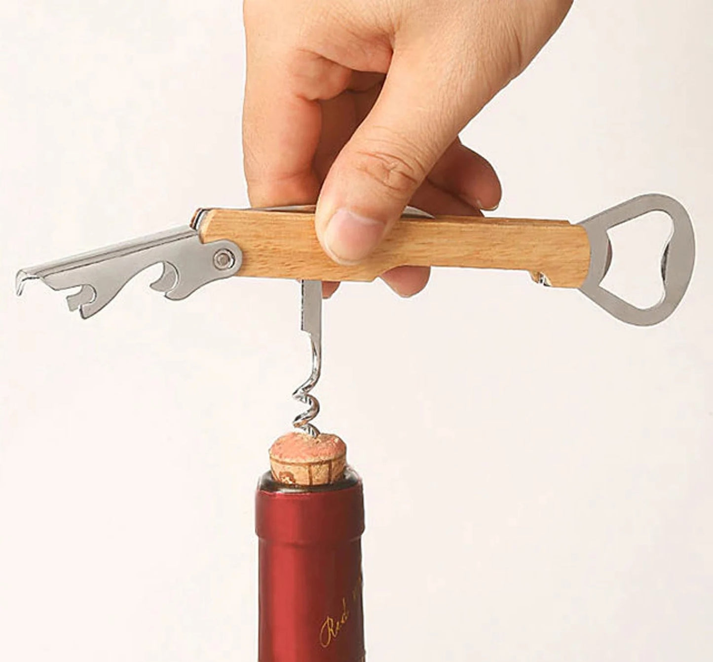 Personalisierter Flaschenöffner Korkenzieher aus Holz