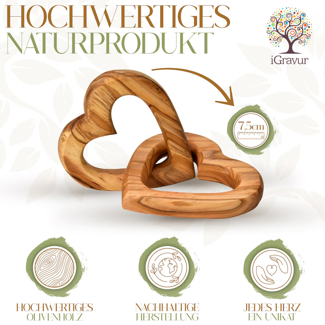 Verschlungene Holz Herzen mit Gravur