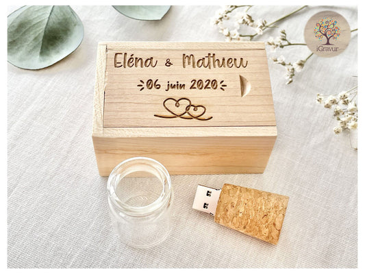 Personalisierter USB Stick als Korkzapfen mit Holzbox
