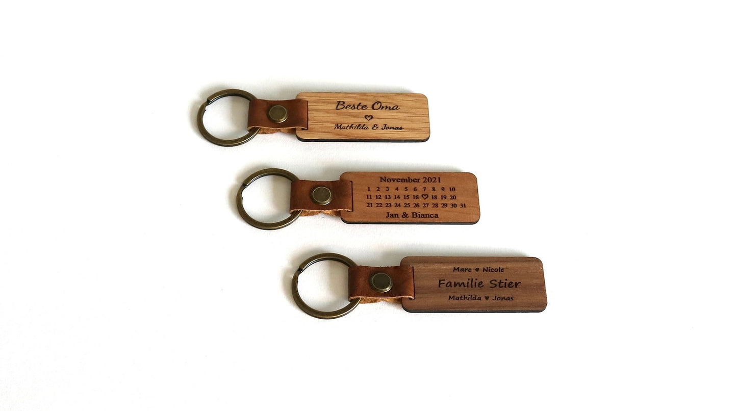 Personalisierter Schlüsselanhänger aus Holz