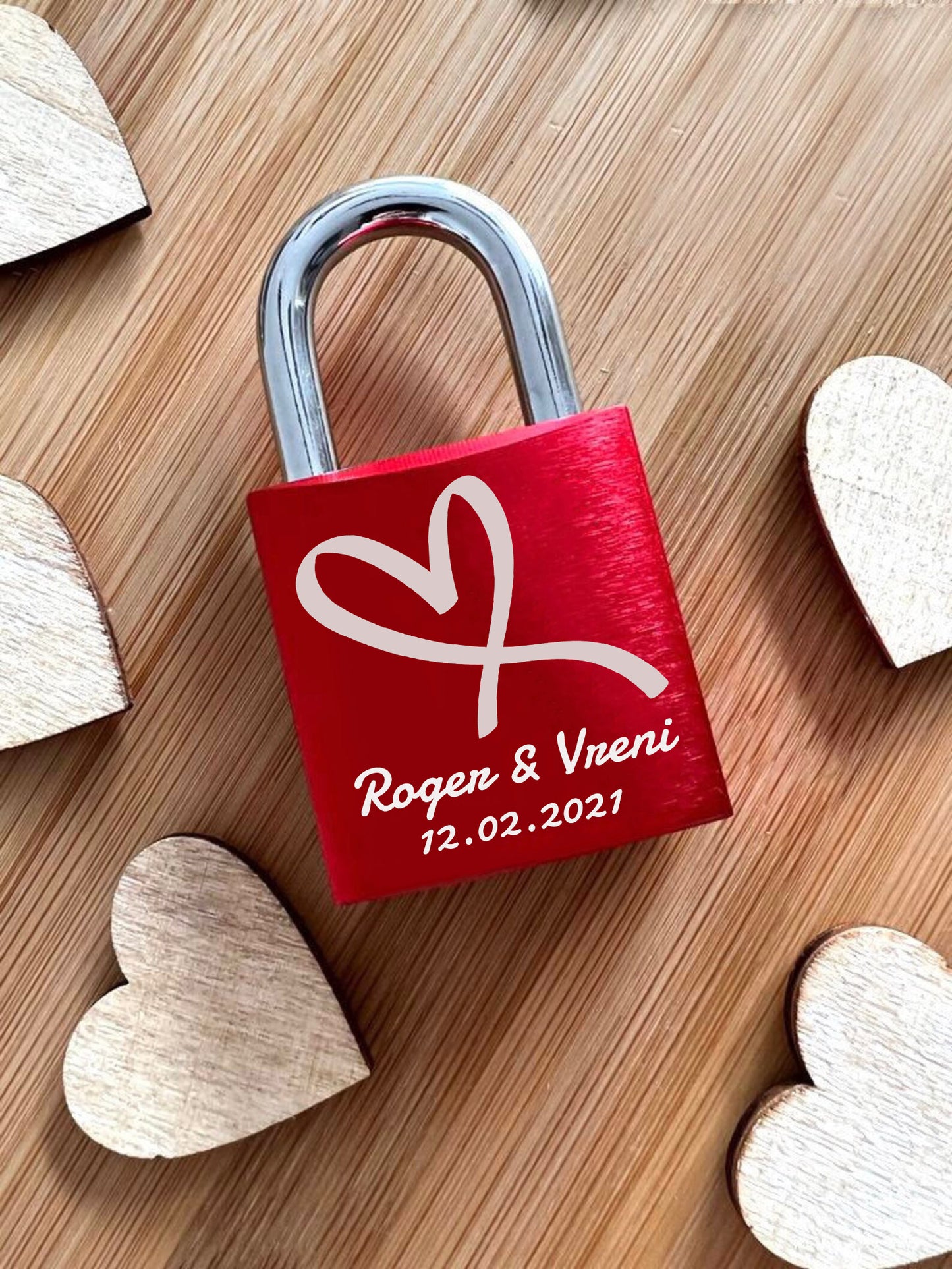 Personalisierbares Liebesschloss Rot