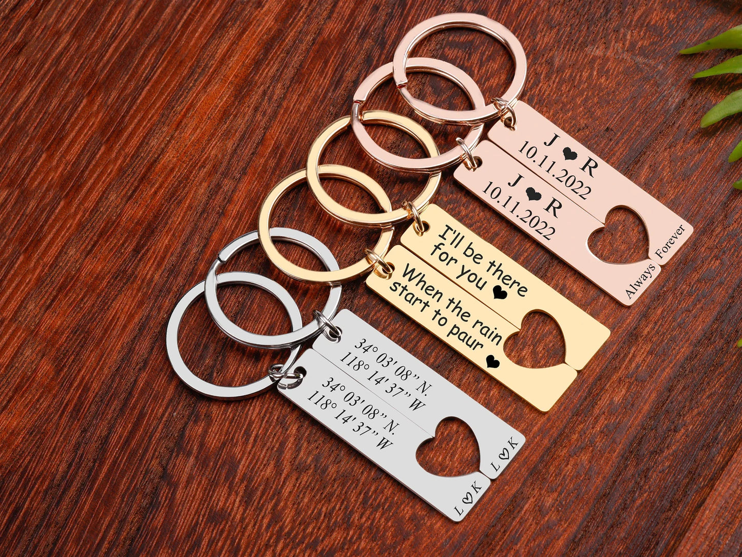 Schlüsselanhänger Set mit Herz für Paare mit Gravur