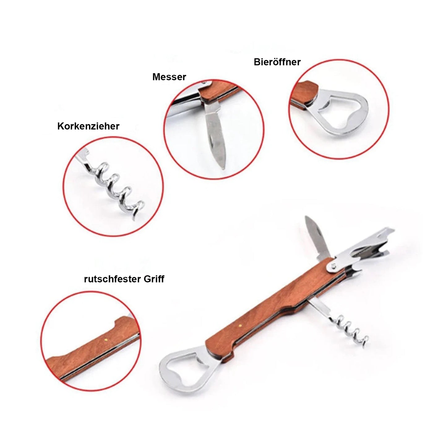 Personalisierter Flaschenöffner Korkenzieher aus Holz