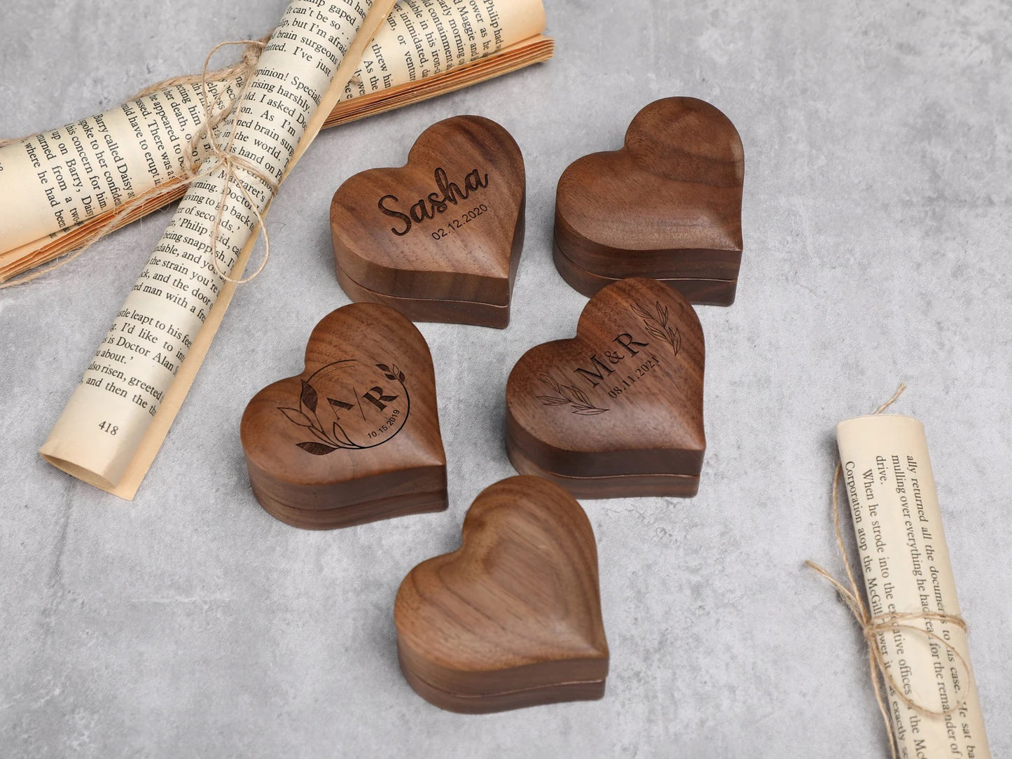 Personalisierte Ring Box in Herzform