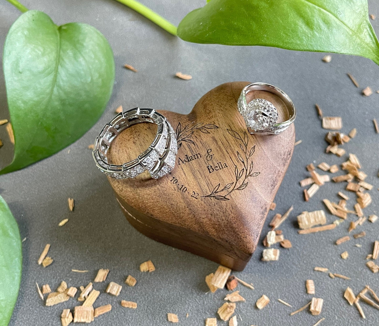 Personalisierte Ring Box in Herzform