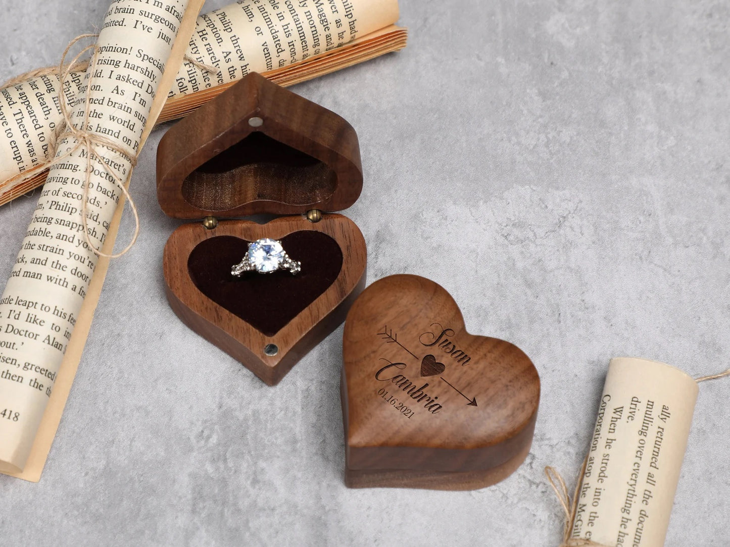 Personalisierte Ring Box in Herzform