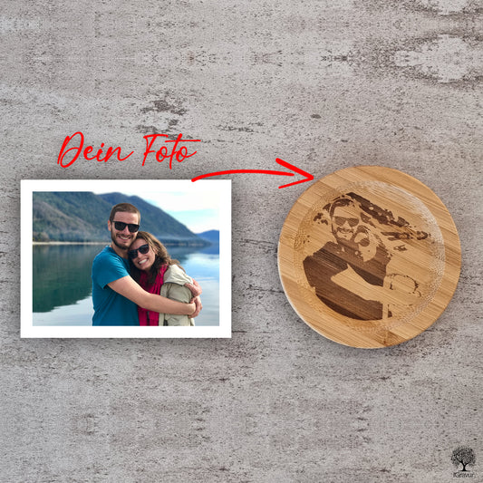 Personalisierter Untersetzer aus Bambus Holz